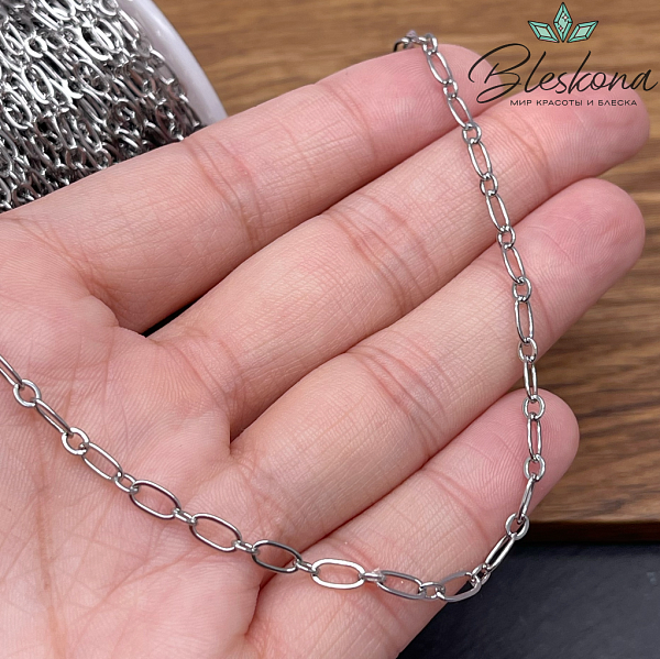 Цепь №69-2 цвет серебро 7*3 мм 