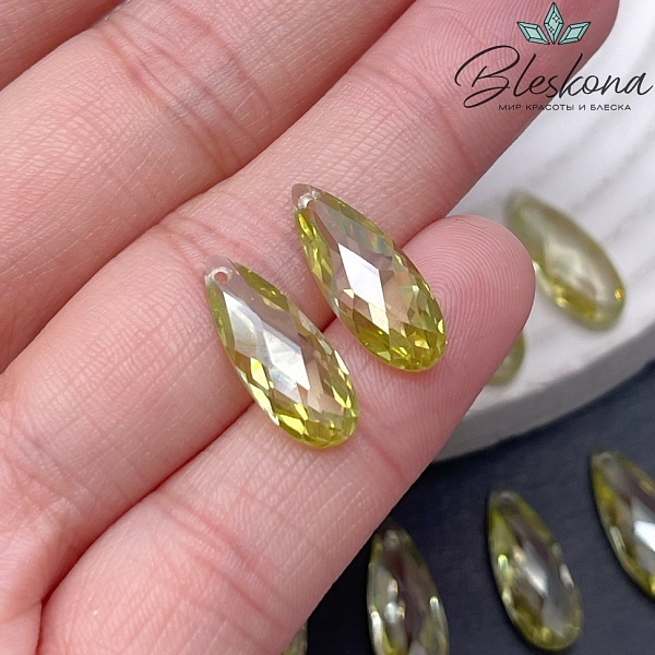 18*7 мм, Подвеска Циркон капля желтая №1 (кубический цирконий, фианит) 