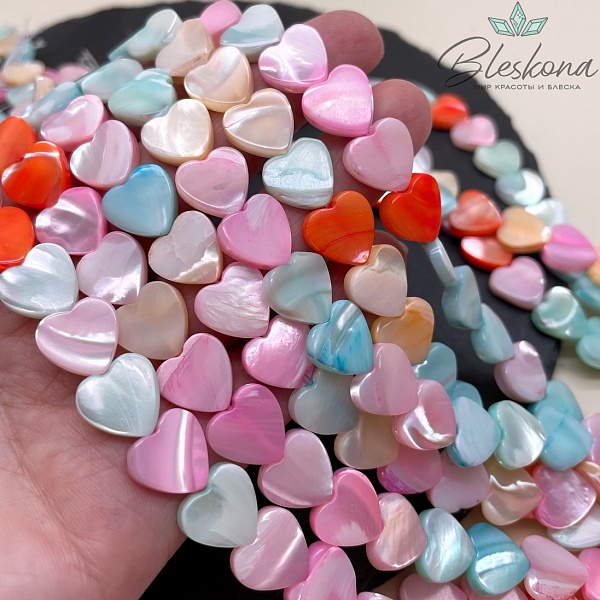 Перламутр сердце микс 12 мм