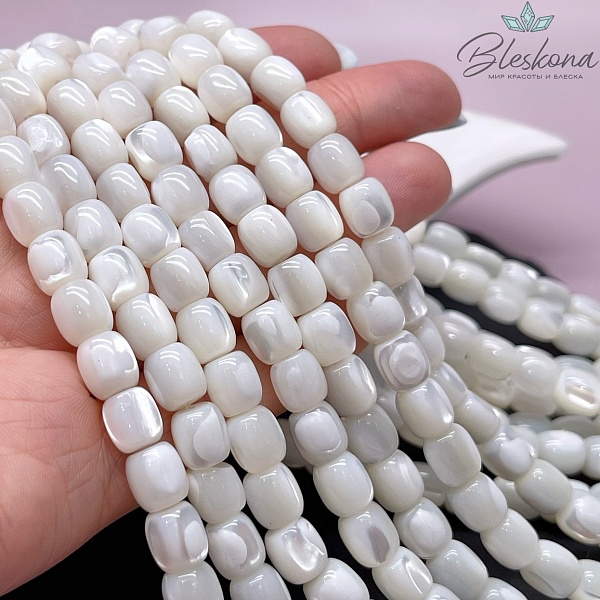 Перламутр белый бочата 8*7,5 мм 