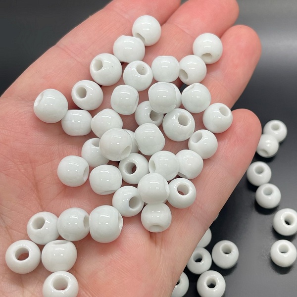 8,5 мм Бусина шар, керамика  цвет белый
