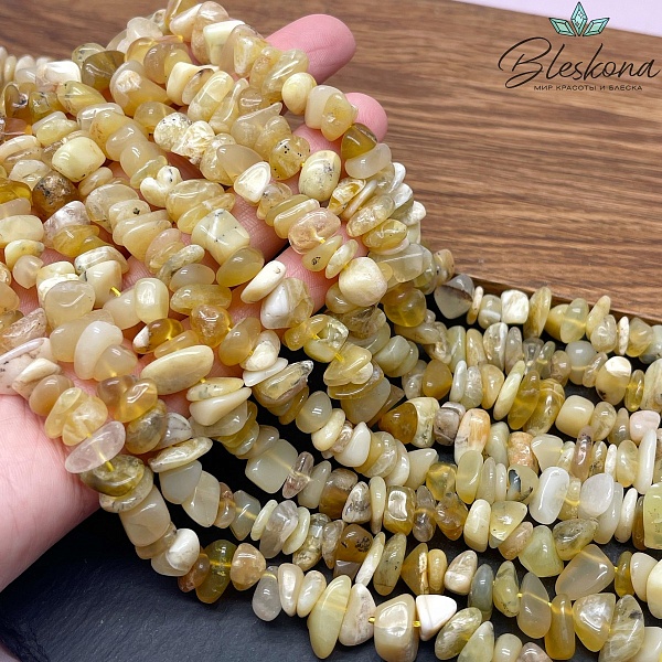 Крошка Опал желтый ширина бусин ~ 6-12 мм