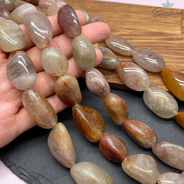 Кварц Рутиловый галтовка (22-32)*(16-19) мм