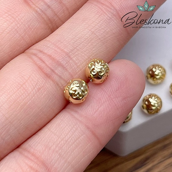 5,5 мм Цвет золото, Бусина шар Этно №1