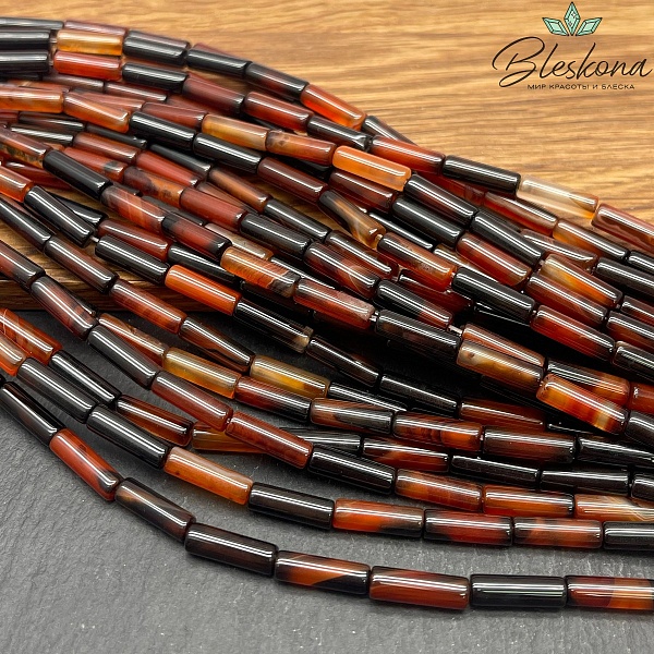 Сердолик черный трубочки 13*4 мм