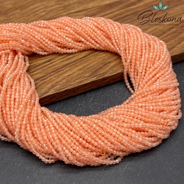 Кошачий глаз персиковый микроогранка №1 (имитация) 2 мм