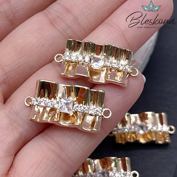 26*12,5 мм Цвет золото, Коннектор цирконы 