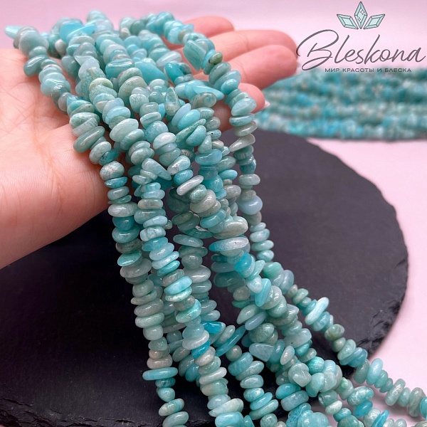 Крошка Амазонит №1 ширина бусин ~ 5-9 мм
