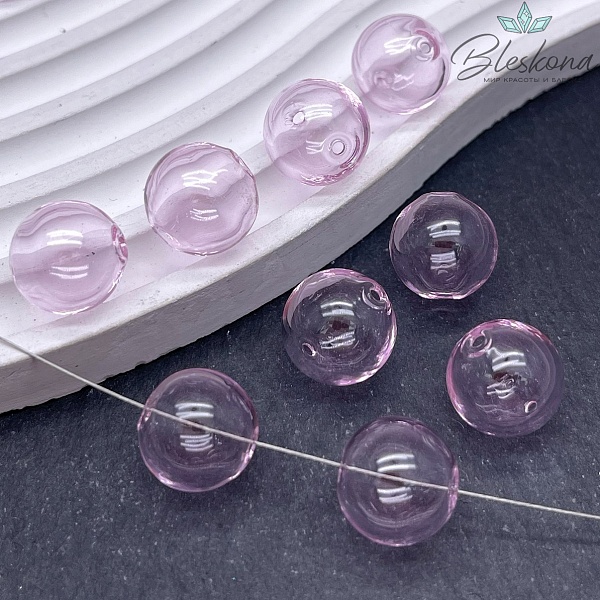 14 мм Бусина шар стекло розовое