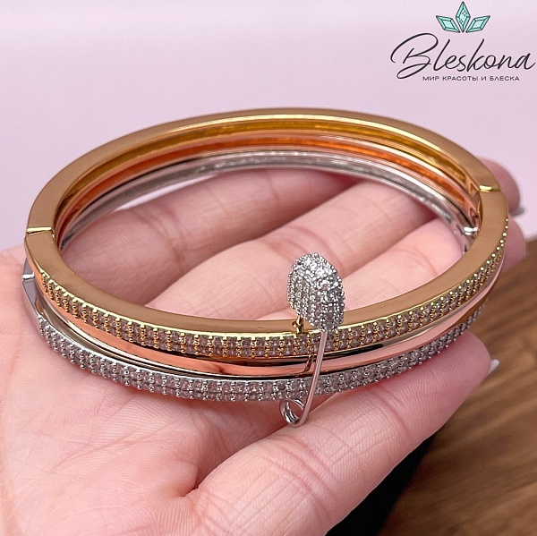 67*11,5 мм Цвет биколор, Основа для браслета булавка цирконы