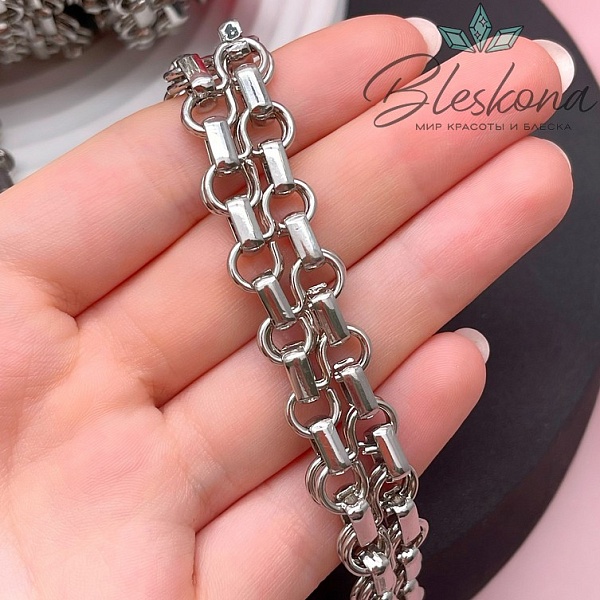 Цепь №99-2 цвет серебро 11*15 мм/7,5*9 мм