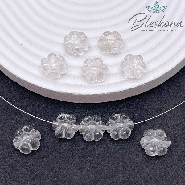 13 мм Резная Бусина Цветок Горный Хрусталь