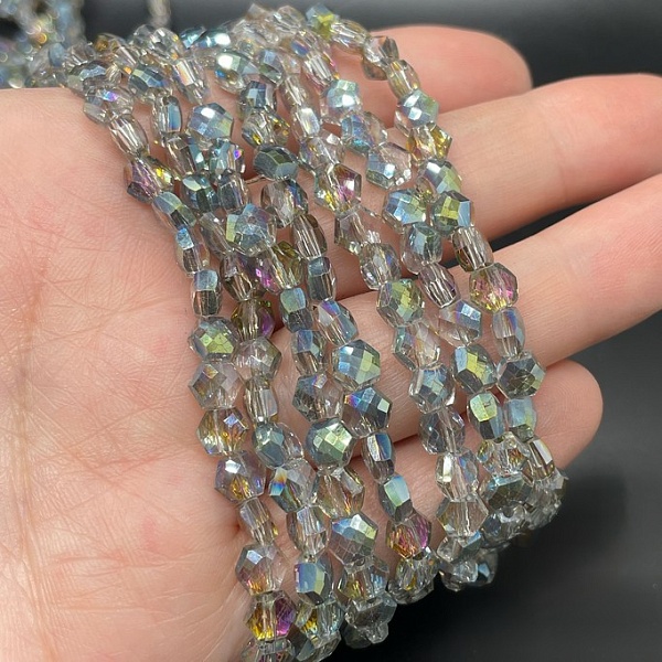 5*6 мм Стекло Lux, шестиугольник, цвет серый с переливом