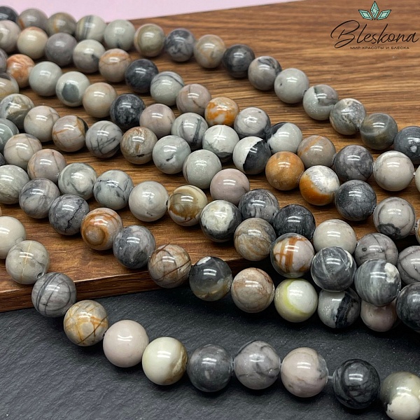 Яшма Black Picasso 10 мм №1