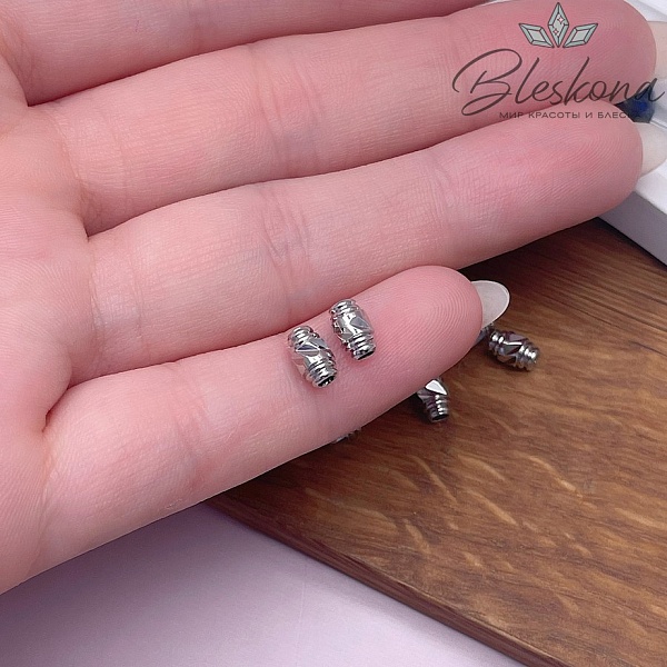 6,5*4 мм Цвет серебро, Бусина цилиндр насечки