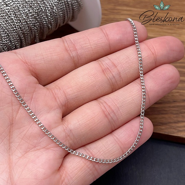 Цепь №83 цвет серебро 2*1,5 мм Люкс