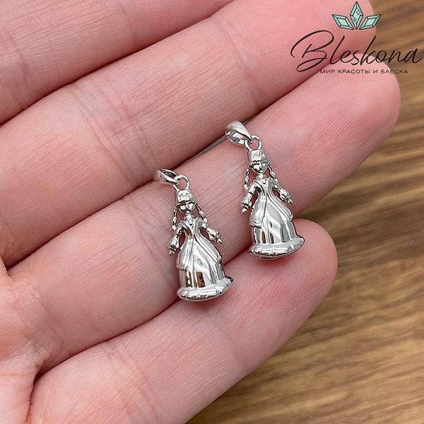 16,7*8 мм Цвет серебро, Подвеска Девочка Татарочка Этно 