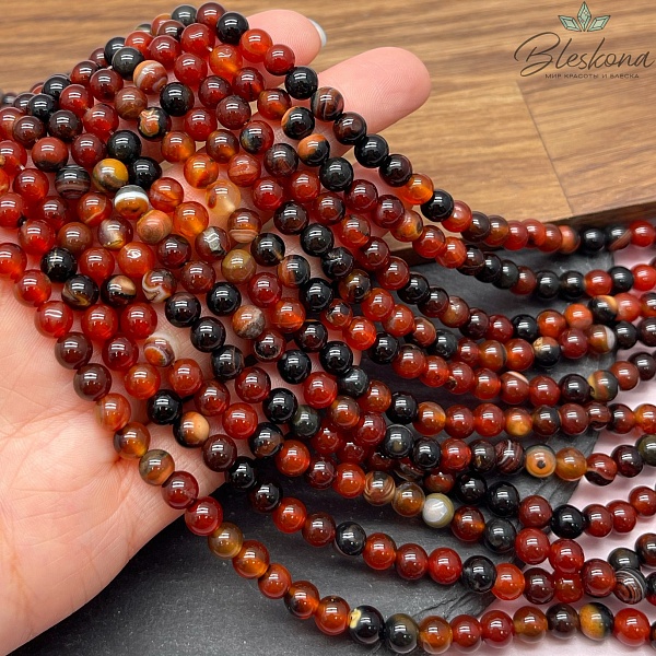 Агат черно- рыжий 6 мм