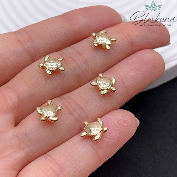 9 мм Цвет золото, Бусина черепашка 