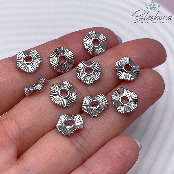 10*2,5 мм,цвет серебро,Бусина - разд-ль волна полоски 