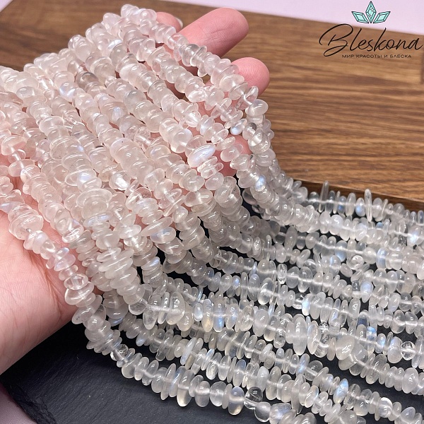 Крошка Лунный камень №2 ширина бусин ~ 9-11 мм
