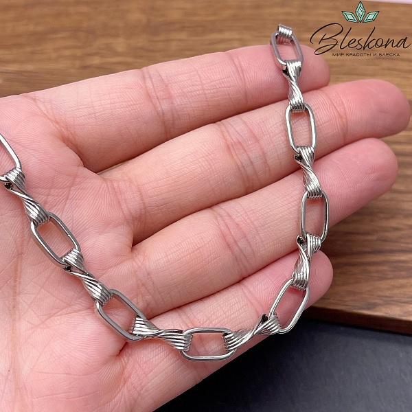 Цепь №105 цвет серебро 12*6 мм/13*3,5 мм