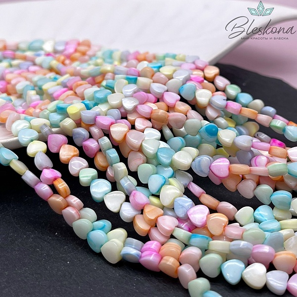Перламутр сердце микс 6 мм