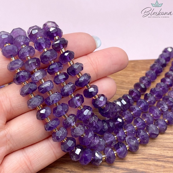 Аметист рондель микроогранка 9*5 мм