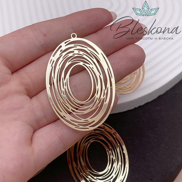 49,5*34 мм Цвет золото, Подвеска овал круговорот