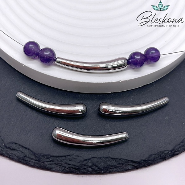 34*6 мм Бусина трубочка, Цвет серебро 