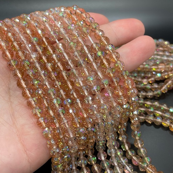 6 мм Стекло Lux, шар, цвет розовый с переливом