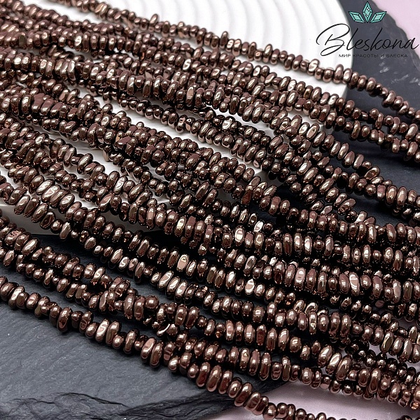 5-6 мм Гематин сколы шлифованные, коричневый (шоколадный), имитация