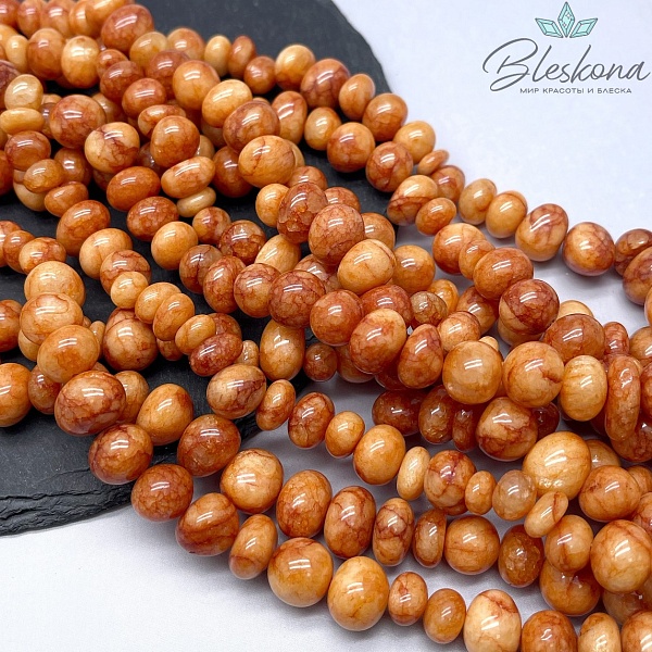 Агат тонированный коричневый галтовка 12-14 мм