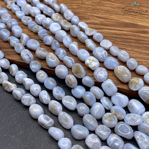 Агат голубой (Сапфирин) галтовка №1 (9-11)*(8-10) мм