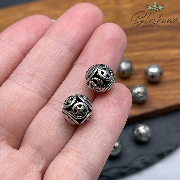 Бусина шар, цвет серебро 10мм