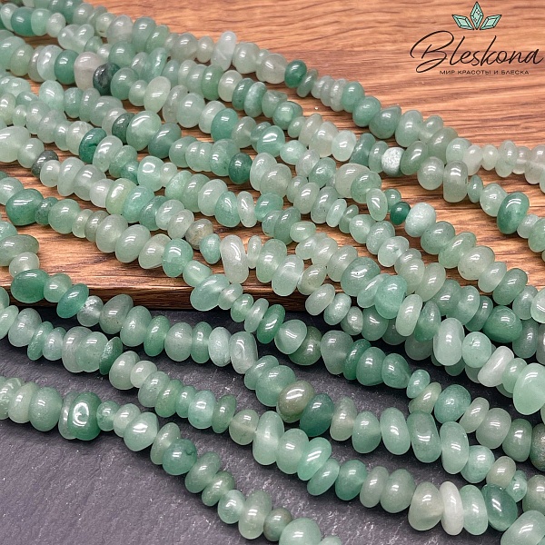 Крошка Авантюрин  №1 зеленый ширина бусин ~ 6-10мм