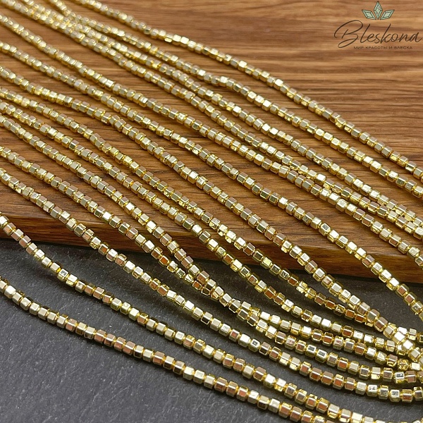 2 мм Гематин, цвет светлое золото, шестигранник имитация