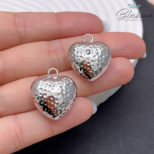 20,5мм, цвет серебро, Подвеска сердце точки 