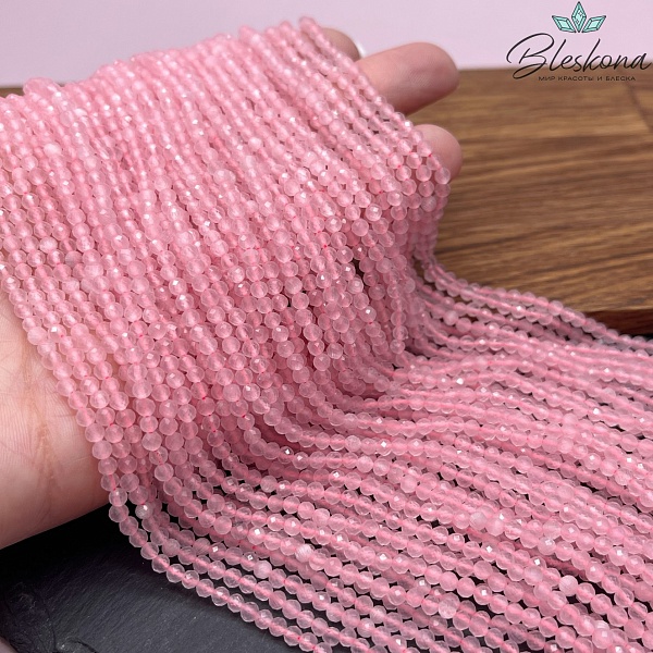 Кошачий глаз розовый микроогранка (имитация) 3 мм