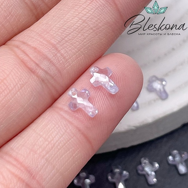 7*5 мм, Подвеска Циркон крест светло-сиреневый (кубический цирконий, фианит) 