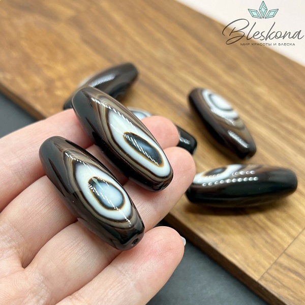 Дзи природные коричневые с глазом 30*11 мм