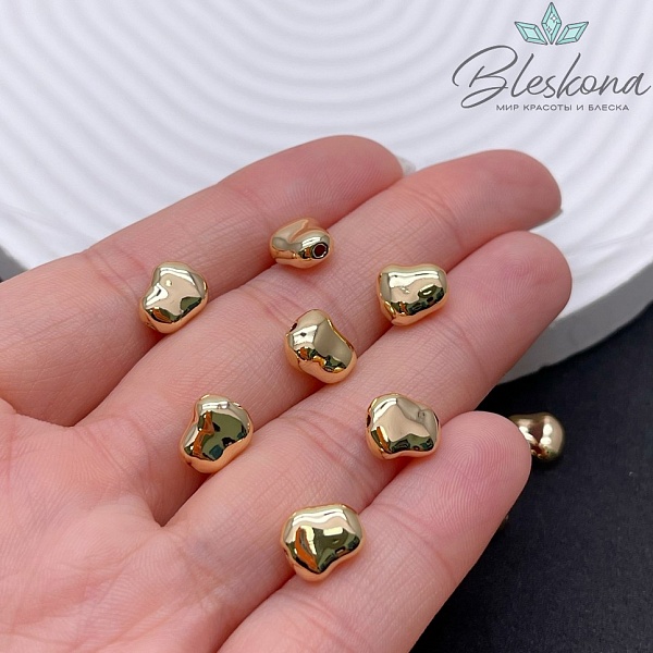 8,7*7,6 мм Цвет золото, Бусина фриформ