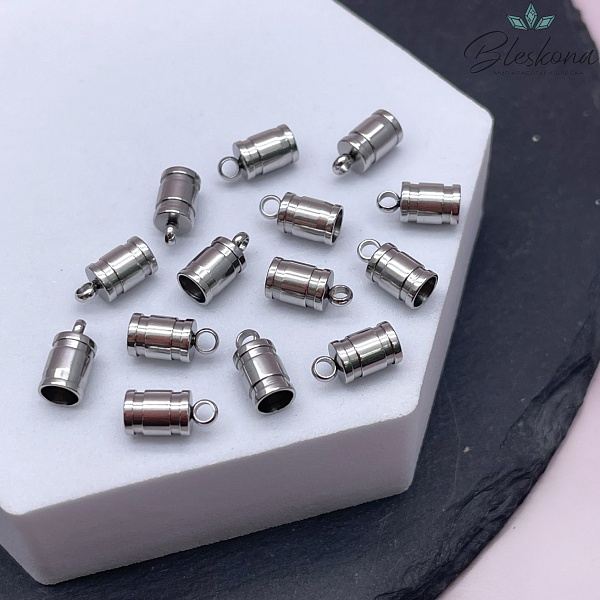 10*5 мм Цвет серебро, Зажим-Концевик для шнура сет 2 шт  