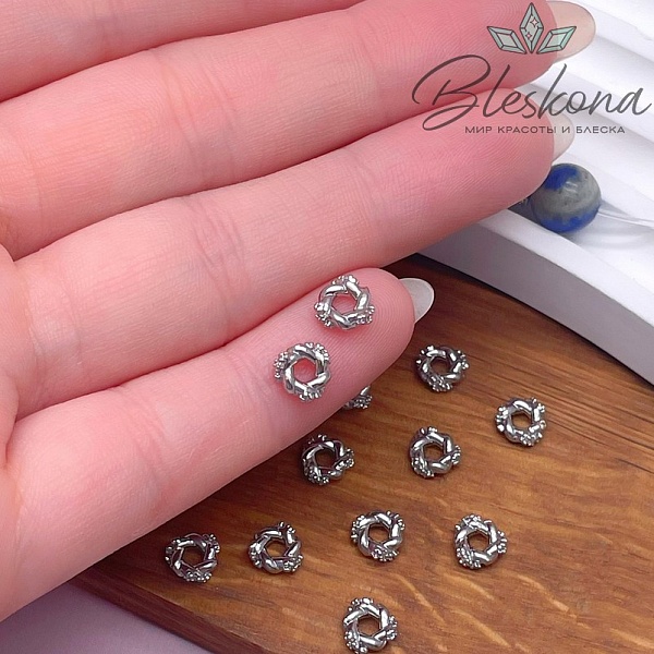 6,3 мм Цвет серебро, Бусина-разделитель венок цирконы 