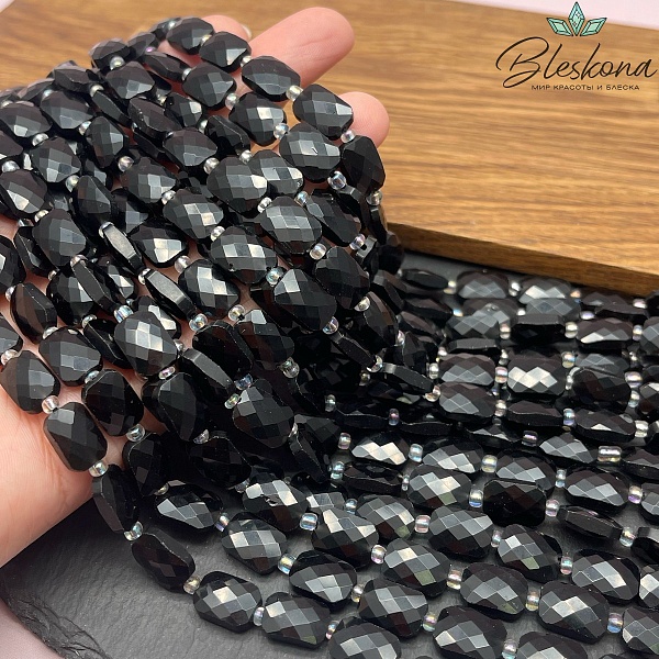 Обсидиан черный плоский прямоуголник 12*8 мм