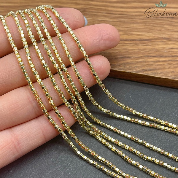 2 мм Гематин, цвет светлое золото, шестигранник имитация