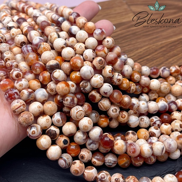 Агат с узором №2 8 мм 