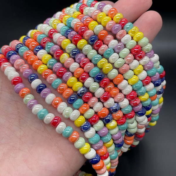 6*4 мм Бусина-разделитель, керамика  микс