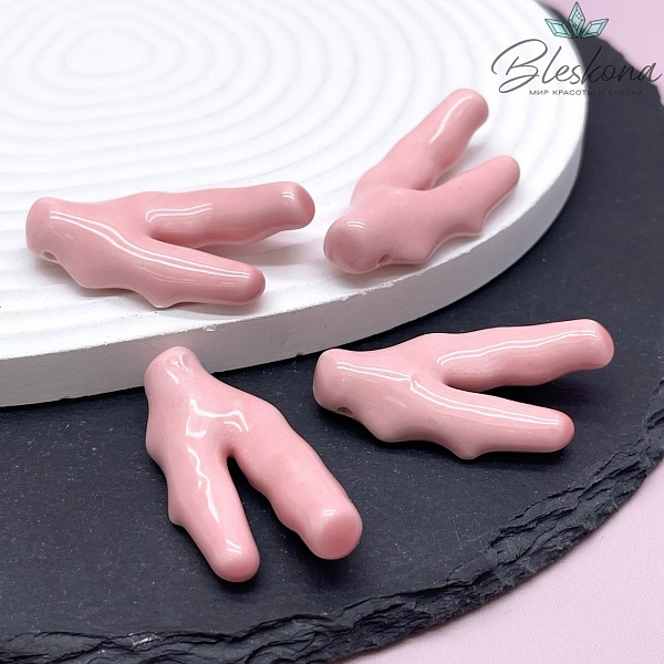 44*21 мм Керамика Бусина ветки коралла розовые