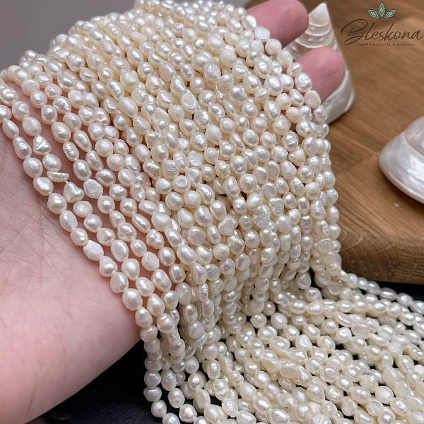 Жемчуг барочный рис белый 4,5 мм 